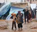 Winter winds lash the Gaza Strip, leaving displaced families struggling to survive in destroyed tents and freezing temperatures.