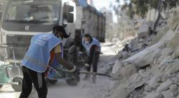 UNRWA sanitation workers clear the streets and collecting the rubble from the recent escalation in violence on the beseiged Gaza Strip. © 2021 UNRWA Photo Mohammed Hinnawi