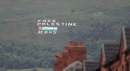 A protest banner against Israel saying Free Palestine on September 11, 2018, in Belfast, Northern Ireland. [James Williamson - AMA/Getty Images]