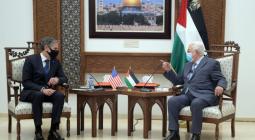 PALESTINIAN PRESIDENT MAHMOUD ABBAS MEETS WITH US SECRETARY OF STATE ANTHONY BLINKEN IN THE WEST BANK CITY OF RAMALLAH ON MAY 25, 2021. (PHOTO: THAER GANAIM/APA IMAGES)