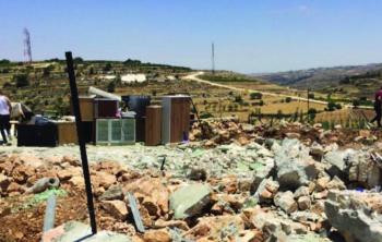 Palestinian-owned home demolished under MO1797 by the Israeli authorities in Halhul (Hebron), on 17 June 2021.( Photo by OCHA).