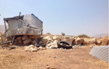 Agricultural reservoir demolished by the Israeli occupation authorities in Furush Beit Dajan on 15 July. (Photo by OCHA)