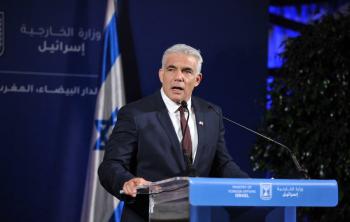Israeli Foreign Minister Yair Lapid holds a press conference in Casablanca, Morocco on August 12, 2021